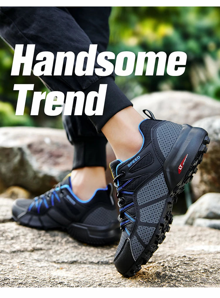 Scarpe da trekking da uomo all-terrain, scarpe sportive outdoor in mesh traspirante, antiscivolo e resistenti all’usura, scarpe da trekking e ciclismo outdoor