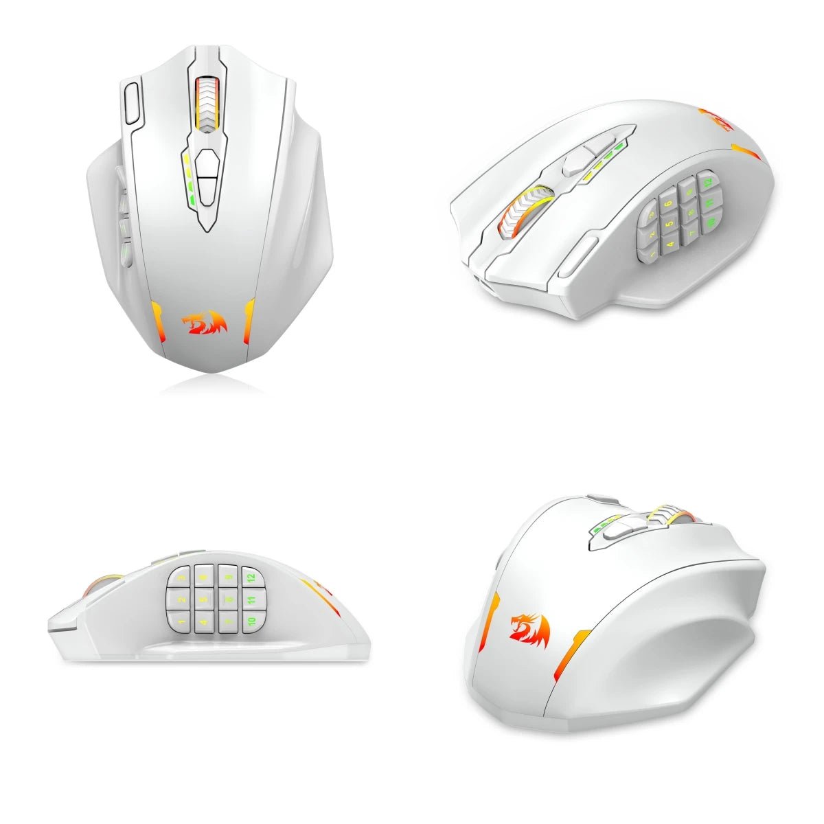 Redragon M913 gamer egér, 16000 DPI, vezetékes / 2.4Ghz vezeték nélküli, RGB optikai, 16 programozható gomb, fekete/fehér