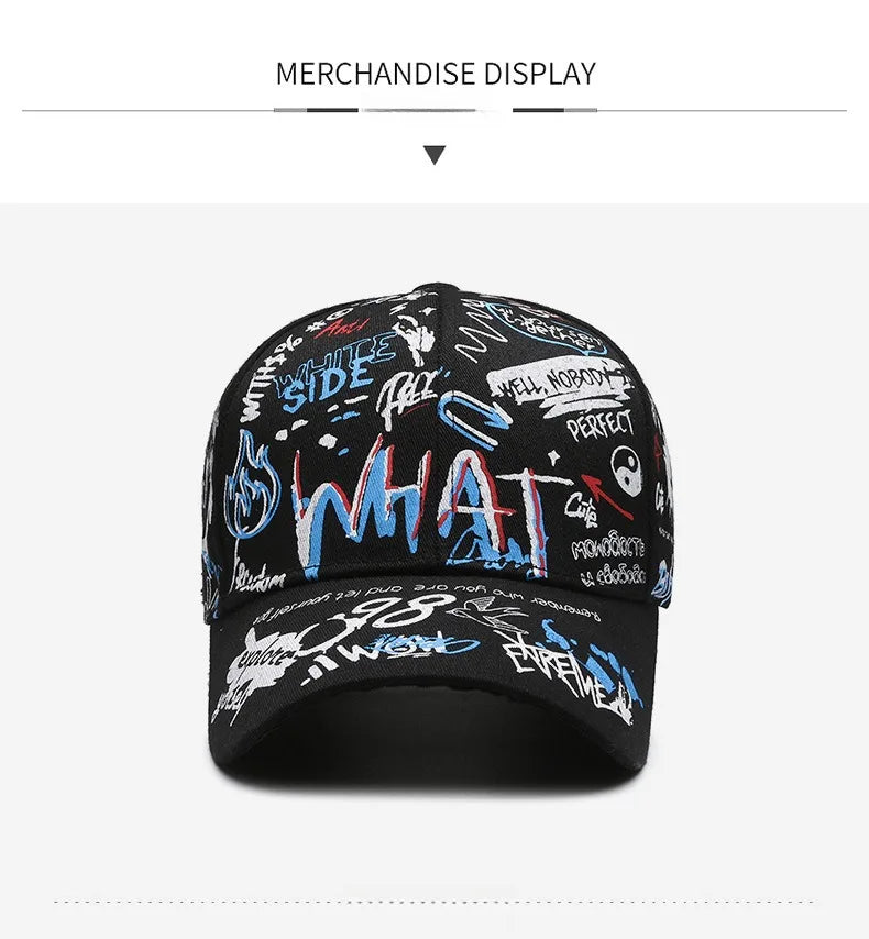 Șapcă de baseball unisex din bumbac cu imprimeu graffiti, pentru femei și bărbați, snapback trendy stil hip-hop, pentru exterior