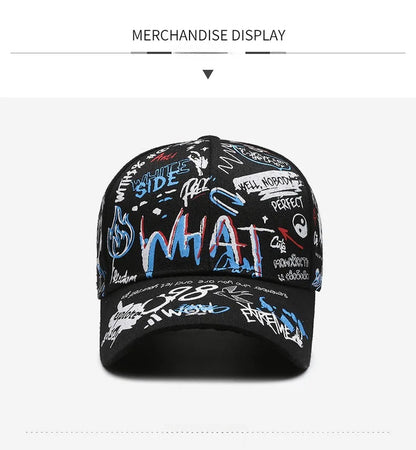 Șapcă de baseball unisex din bumbac cu imprimeu graffiti, pentru femei și bărbați, snapback trendy stil hip-hop, pentru exterior