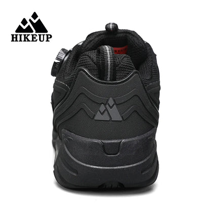 HIKEUP: Zapatos de piel para hombre, zapatillas de senderismo para actividades al aire libre, zapatillas de trekking para turismo, zapatillas de trail running para escalada y montaña, tensor