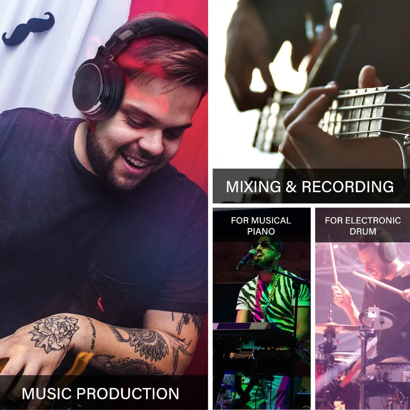 Oneodio ecouteurs avec fil Casque de studio hi-fi professionnel pour DJ avec micro, pour téléphone et PC