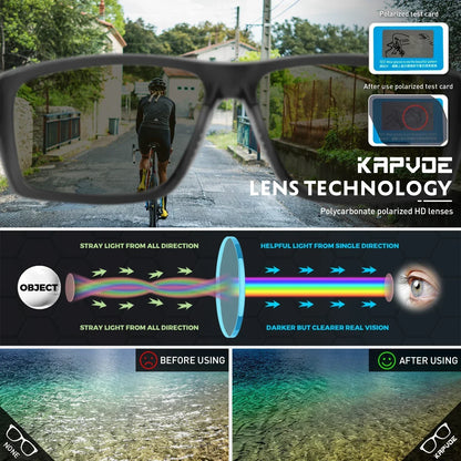 Kapvoe Polarisierte Angel-Sonnenbrille Radfahren Herren Damen UV400 Fahrradbrille Sportbrille Fahrradbrille MTB-Fahrradbrille