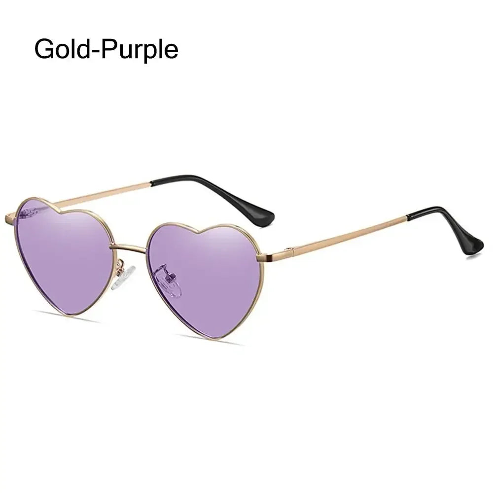 Heart-Shaped Sunglasses Heart Sun Glasses Shades Vintage 90s Glasses UV400 Protection Metal Frame Sunglasses Fancy Accessories
