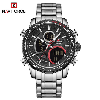 Pánské sportovní hodinky NAVIFORCE – originální luxusní náramkové hodinky z nerezové oceli, vodotěsný vojenský model s dvojitým displejem