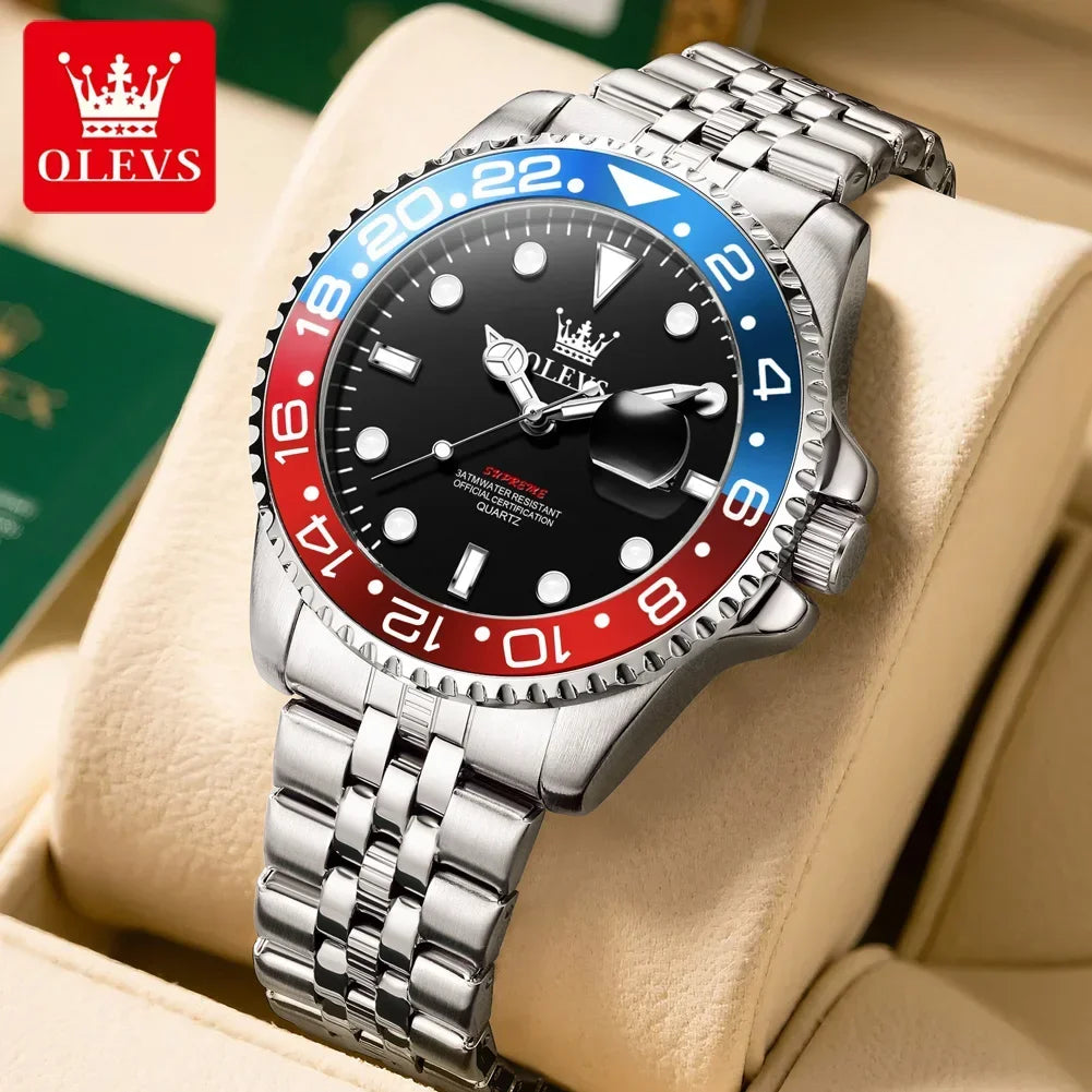 OLEVS 5657 New Mens Watch Original Stainless Steel Date Quartz Watch 30 M Waterproof Luminous Sports Man For Watches Gifts Reloj