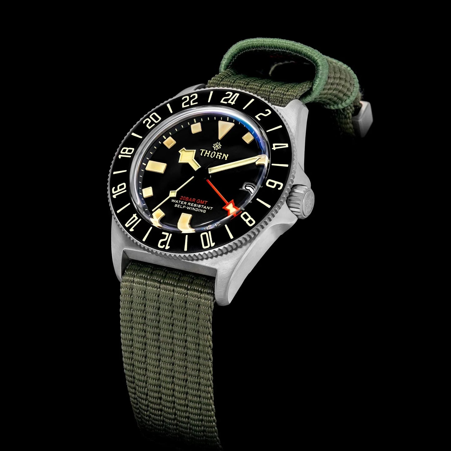 THORN T020 GMT Automatic Watch NH34 Movement Titanium Case Sapphire Crystal 200M Water Resistant Dual Time Zone Luminous Bezel
