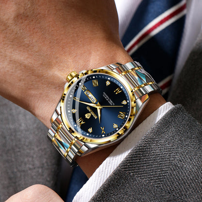 Montre-bracelet à quartz pour homme BINBOND – Style professionnel, luxueuse, lumineuse, robuste et durable, étanche, avec affichage automatique de la date et du jour de la semaine.
