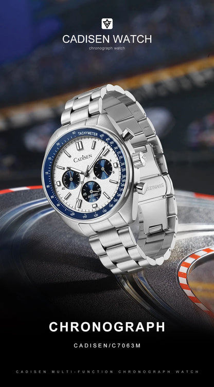 CADISEN 2024 New Men Watches Quartz Business Watches Japan VD53 Mens Clock Top Brand Luxury Watch Men Chronograph Watch for Men