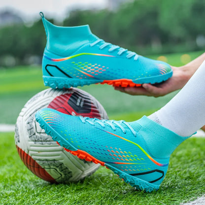 Herren-Fußballschuhe Herren-Rasen-Fußballschuhe, atmungsaktiv, weich, Outdoor-Fußballschuhe, Stollen, lange Spikes, bequeme Trainings- und Sportschuhe für Herren