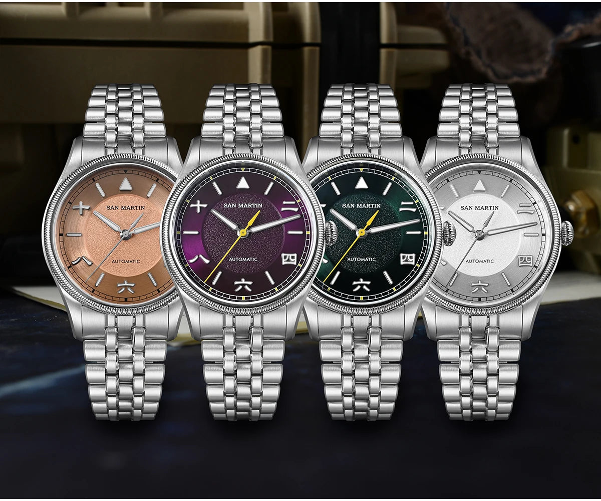 San Martin 39.5mm Men Pilot Watch YN55 Automatic Mechanical Aviation Watches Chinese Style Original Design SN0033 Field Reloj