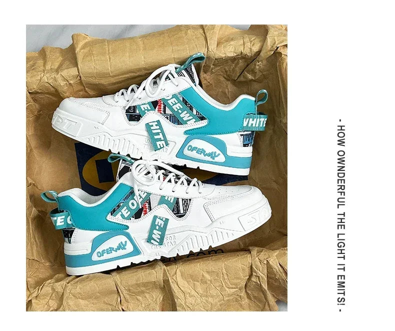 Scarpe da skateboard da uomo, sneakers estive, in pelle, casual, alla moda, per attività all'aperto, corsa, sport, escursionismo, tennis, con zeppa, di marca, di lusso