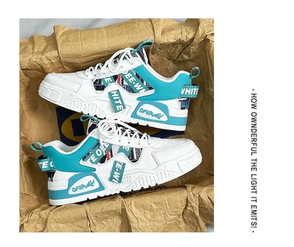 Scarpe da skateboard da uomo, sneakers estive, in pelle, casual, alla moda, per attività all'aperto, corsa, sport, escursionismo, tennis, con zeppa, di marca, di lusso