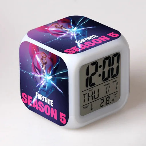 Fortnite-Wecker, niedlich, modisch, im Cartoon-Stil, personalisiert, kreativ, Kawaii, minimalistischer LED-Wecker, Geschenk zum Geburtstag von Freunden