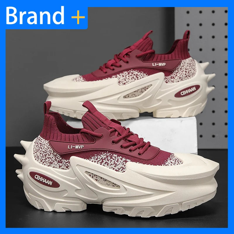 Męskie buty sportowe z elastyczną, grubą podeszwą, antypoślizgowe buty do ćwiczeń na świeżym powietrzu, uniwersalne buty do codziennego noszenia, modne buty uliczne, buty do spacerów