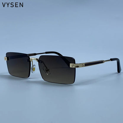 Vintage Rimless Rectangle Sunglasses Men 2026 Luxury Brand Designer Square Metal Frame Sun Glasses Hip Hop Y2K Fashion Eyewear