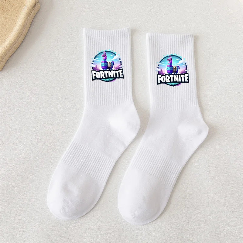 Fortnite Socks Cartoon Game Character Long Socks for Kids and Students in Spring and Autumn Solid Color Cotton Socks Birthday Gifts
