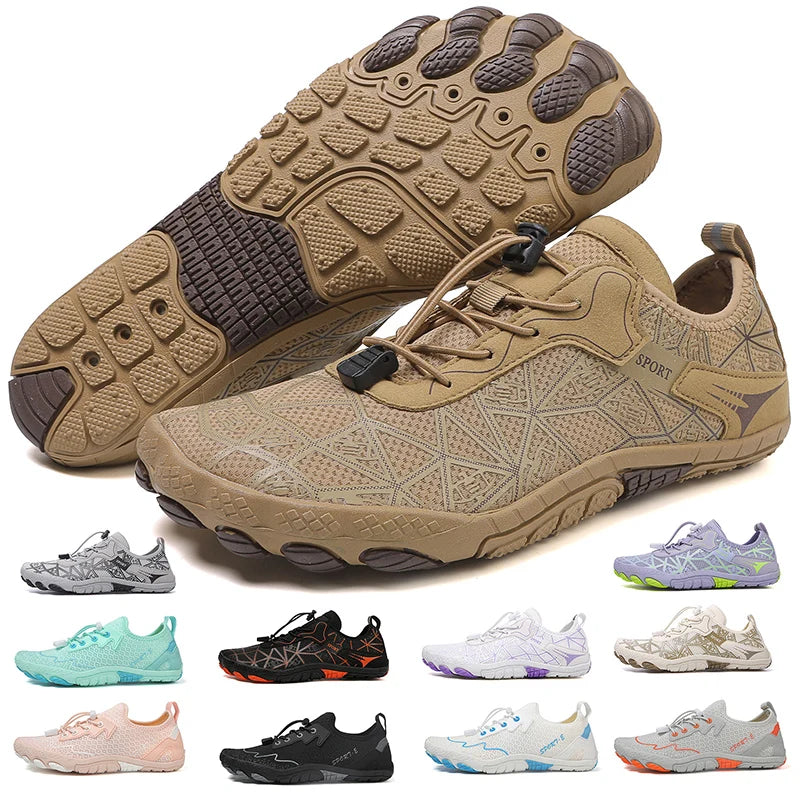 Sapatos para caminhar na água sem sapatos - Homem e Mulher - Sapatos de praia em malha de secagem rápida - Sapatos antiderrapantes para atividades ao ar livre - Sapatos unissexo para desportos aquáticos