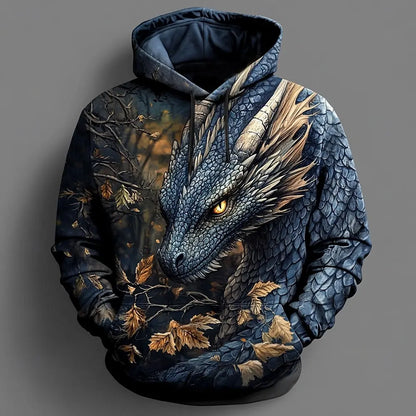 Dragon 3D-hoodies og sweatshirts til mænd – moderigtigt, cool hverdags- og festtøj med lange ærmer, rund hals, til fest, ferie, streetwear, efterår og vinter – træningsdragt og frakke