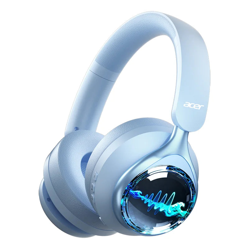 Acer OHR712 Casques Sans Fil Bluetooth 6.0 Pliables Over-Ear avec Effets Lumineux Sympa, Son Stéréo pour Voyage, Maison et Bureau