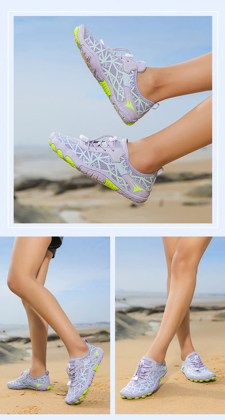 Sapatos para caminhar na água sem sapatos - Homem e Mulher - Sapatos de praia em malha de secagem rápida - Sapatos antiderrapantes para atividades ao ar livre - Sapatos unissexo para desportos aquáticos
