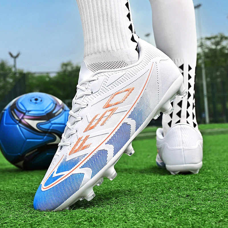 Chaussures de football pour jeunes, crampons pour terrain dur, fermeture à lacets, chaussures de football pour enfants, garçons et filles, chaussures d'entraînement pour activités de plein air.