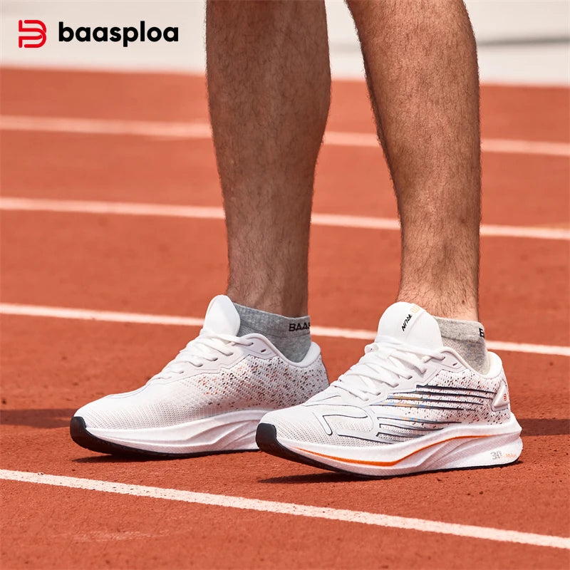 Baasploa Men Professional Running Shoes Lightweight Breathable Jogging Sports Shoes Female Carbon Plate Anti-slip Sneakers
