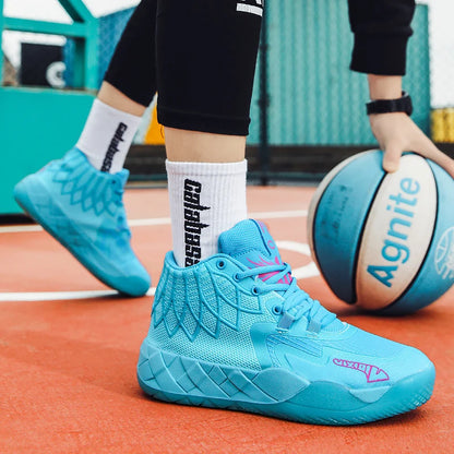 Mládežnické basketbalové boty pro skutečný boj, outdoorové, pohodlné, s odpružením, odolné proti opotřebení, módní, prodyšné