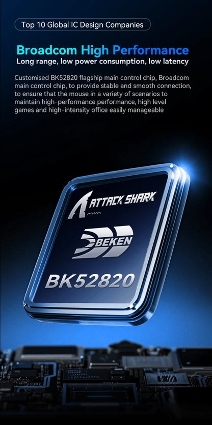ATTACK SHARK X11SE trådlös gamingmus, tri-mode, 63g superlätt med PAW3311-sensor, 22000 DPI, 300mAh batteri, dubbel drivrutin