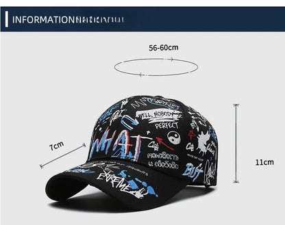 Șapcă de baseball unisex din bumbac cu imprimeu graffiti, pentru femei și bărbați, snapback trendy stil hip-hop, pentru exterior