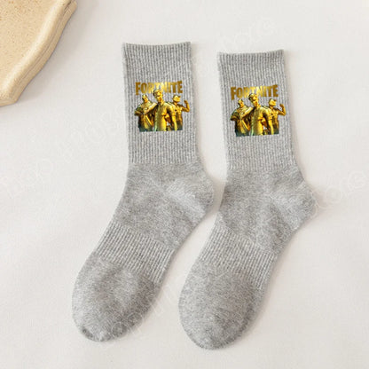 Fortnite Socks Cartoon Game Character Long Socks for Kids and Students in Spring and Autumn Solid Color Cotton Socks Birthday Gifts