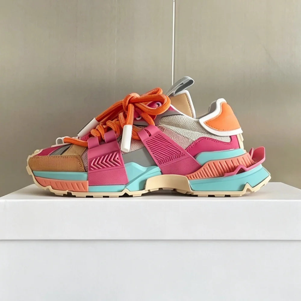 2026 Fashion Women Sneakers Size 35-46 High Quality  Platform Sneaker Men Casual Shoes Sports Running Shoes Lace Up Patchwork