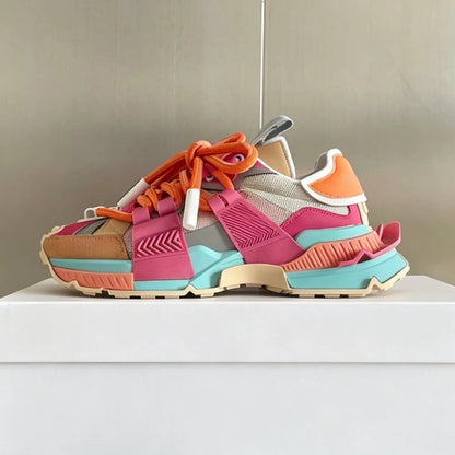 2026 Fashion Women Sneakers Size 35-46 High Quality  Platform Sneaker Men Casual Shoes Sports Running Shoes Lace Up Patchwork