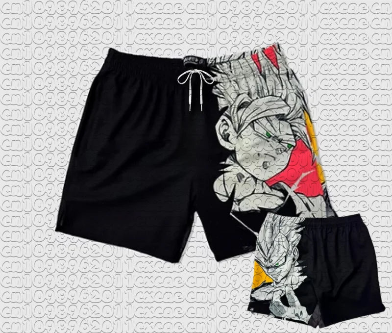 Șorturi de vară cu imprimeu manga Dragon Ball Goku, respirabile, cu uscare rapidă, șorturi sportive largi în stil retro american pentru bărbați și femei