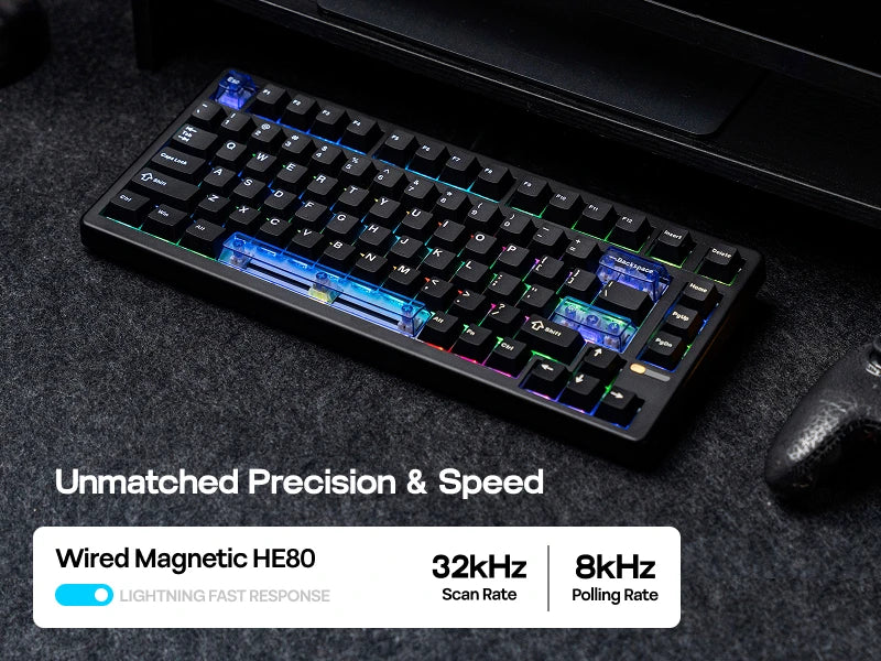 EPOMAKER HE80 75% US-QWERTY-Layout Hot-Swap Creamy Gasket kabelgebundene magnetische mechanische Tastatur mit Hall-Effekt, DKS SOCD für PC/Mac
