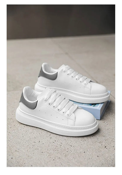White Minimalist Sneakers for Men Comfy Leather Casual Sneakers Platform Skateboard Shoes Outdoor Low-Cut Men's Sports Shoes
