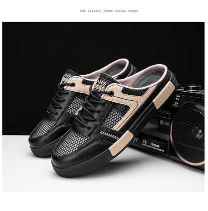Sandales super taille 2025, nouvelles pantoufles d'été en maille perforée pour hommes, chaussures de sports et de loisirs de plein air respirantes, demi-pantoufles