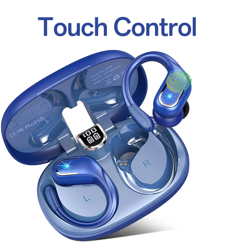 Écouteurs sans fil Bluetooth 5.3 TWS Deep Bass, écouteurs étanches, écouteurs intra-auriculaires, affichage LED, adaptés au travail, à la gym, au sport