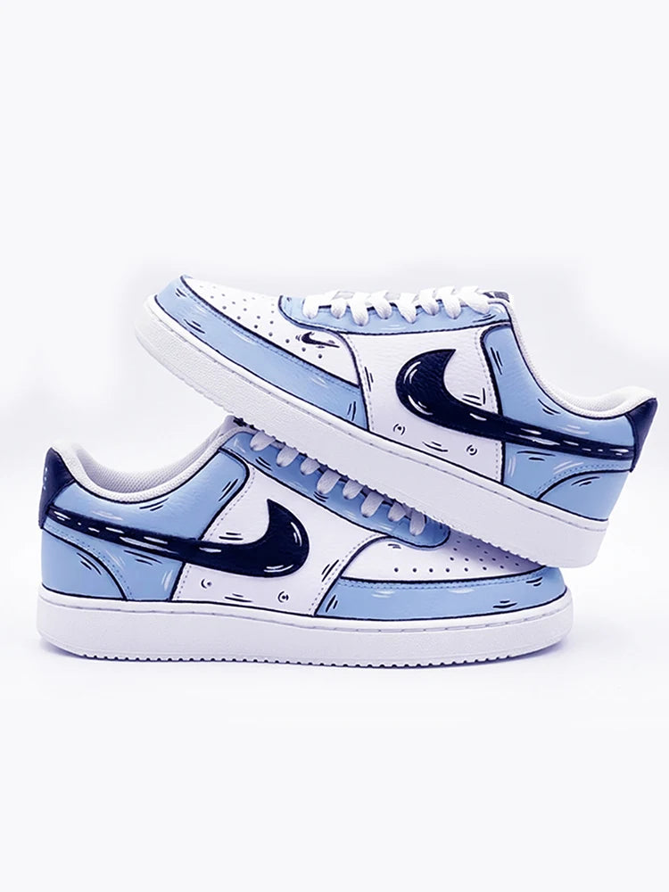 Custom Sneakers NIKE COURT VISION  Messy Line Design Wild Romantic Dream Comic Pattern Couple Matching Shoes Unisex retro shoes