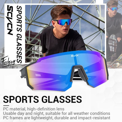 SCVCN Cycling Glasses Bike Sunglasses Men UV400 Eyewear Sports MTB Outdoor Goggles Bicycle Women Sunglasses Multi Color Riding