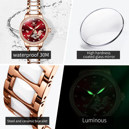 OLEVS Brand steel strip fully automatic mechanical watch for women 7001