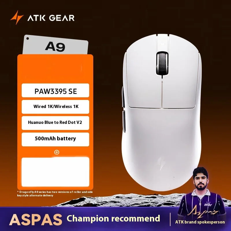 Mouse da gaming wireless ATK A9 Ultra Tri Mode 8K, 53g, ultraleggero, A9/A9 SE/A9 Plus/A9 Pro, mouse da gaming e-sport per PC, regalo personalizzato