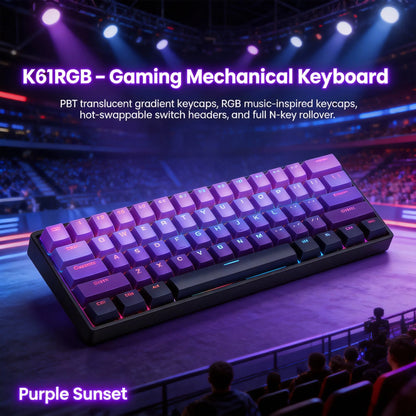 Teclado mecánico portátil con cable K61, Phantom RGB colorido, respuesta de nivel gaming, diseño ergonómico, apto para gaming y oficina