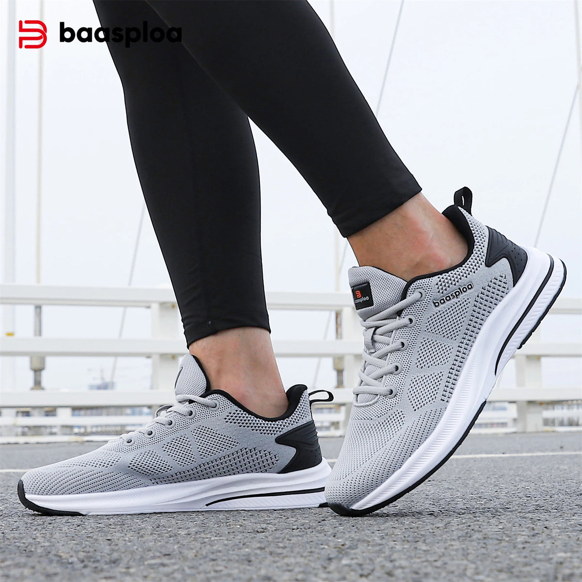 Ténis de corrida para homem da marca Baasploa: ténis casuais de malha, de designer, leves, com atacadores, novos, para desporto ao ar livre e ténis de ténis