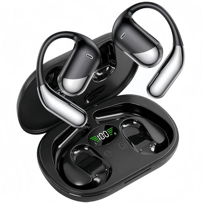 Écouteurs sans fil sport Bluetooth V6.1 avec micro anti-bruit, 60h d'autonomie, stéréo HiFi, affichage LED, USB-C, IPX7