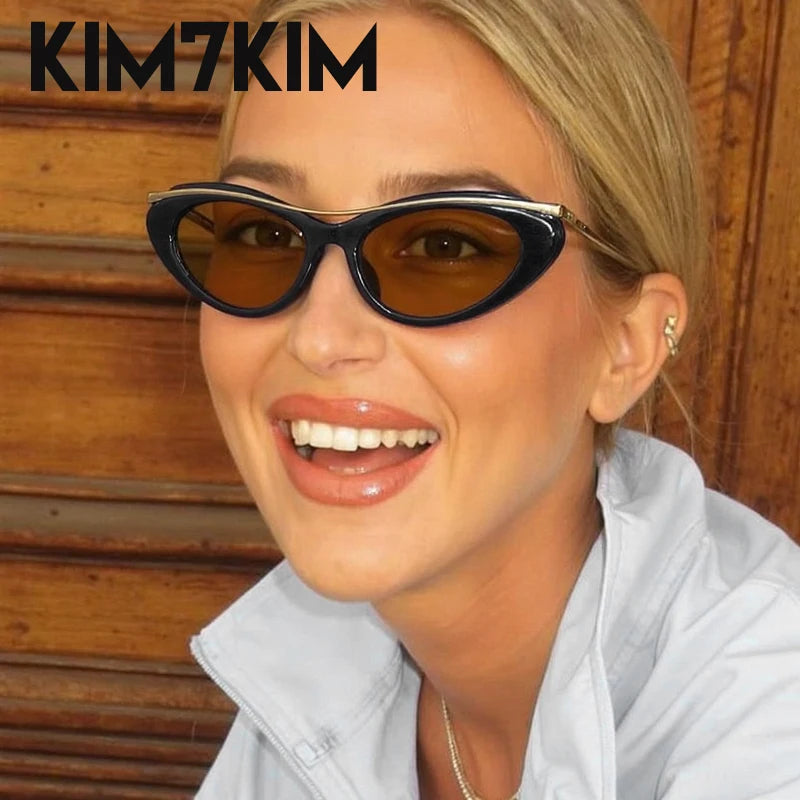 Fashion Small Cat Eye Sunglasses Women 2026 Luxury Brand Punk Metal Frame Sunglass Vintage Sexy Traveling Eyewear UV400 Shades