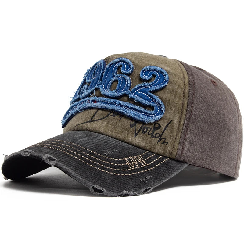 Fashion Vintage Washed Cotton Baseball Cap Men Digit 1962 Embroidery Snapback Spring Autumn Women Hat Visor Hip Hop Caps