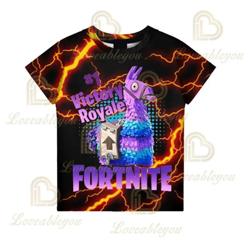 Battle Royale T-Shirt, Fortnite T-Shirt, Victory, Cartoon-Oberteile, Teenager-Kleidung, Kinder, Helden, Spiel, Festung, Nacht, 3D, Jungen, Mädchen, T-Shirt