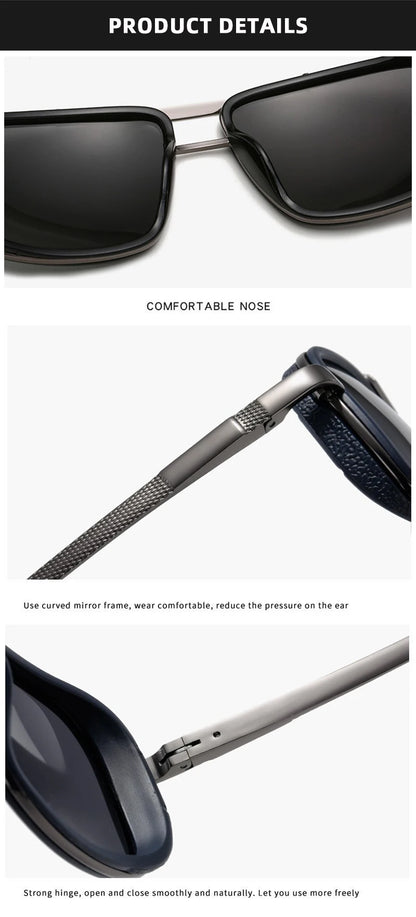 Luxury Rectangle Men's Sunglasses Retro Metal Steam Punk Sun Glasses Male Classic Outdoor Driving Shades Summer Glasses
