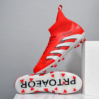 Nouvelles chaussures de football professionnelles pour hommes, crampons de football antidérapants TF/FG, baskets pour garçons, chaussures de sport confortables à la cheville, unisexes